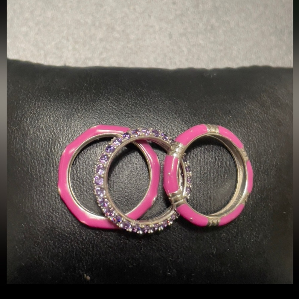 Enamel sterling silver stackable rings size 7 - Picture 2 of 6